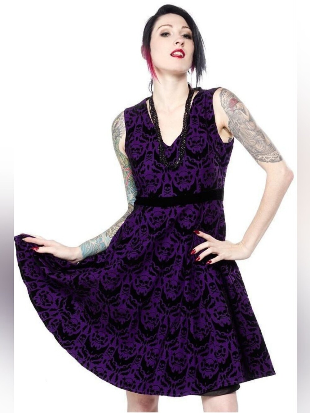 Sourpuss Spooky Damask Dress, Size XL
